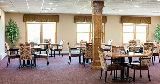 The beautiful dining room with comfortable seating and large tables